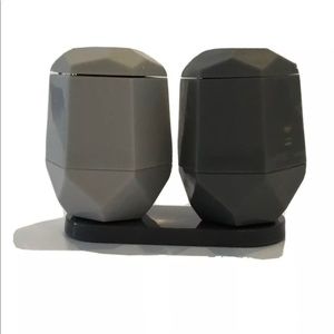 Alessi for Delta Salt & Pepper Shakers Set Modern Travel On Stand Grey Collector